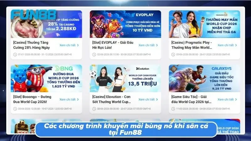 Bảng sự kiện ưu đãi hấp dẫn dành riêng cho xạ thủ săn cá.