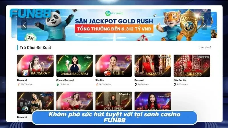 Ưu điểm của sảnh casino FUN88 thu hút hội viên