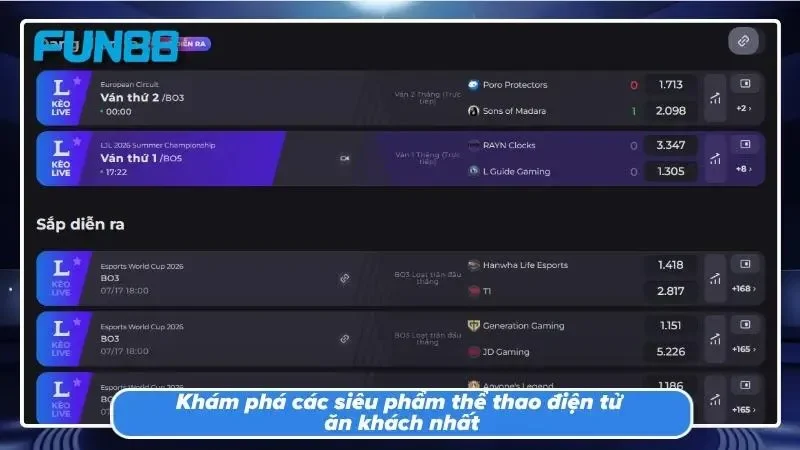Trận đấu thể thao điện tử phát trực tiếp sắc nét.