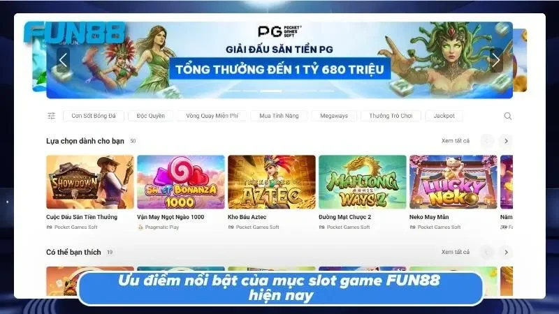 Sức hút mãnh liệt của sảnh Slot game FUN88 năm 2026